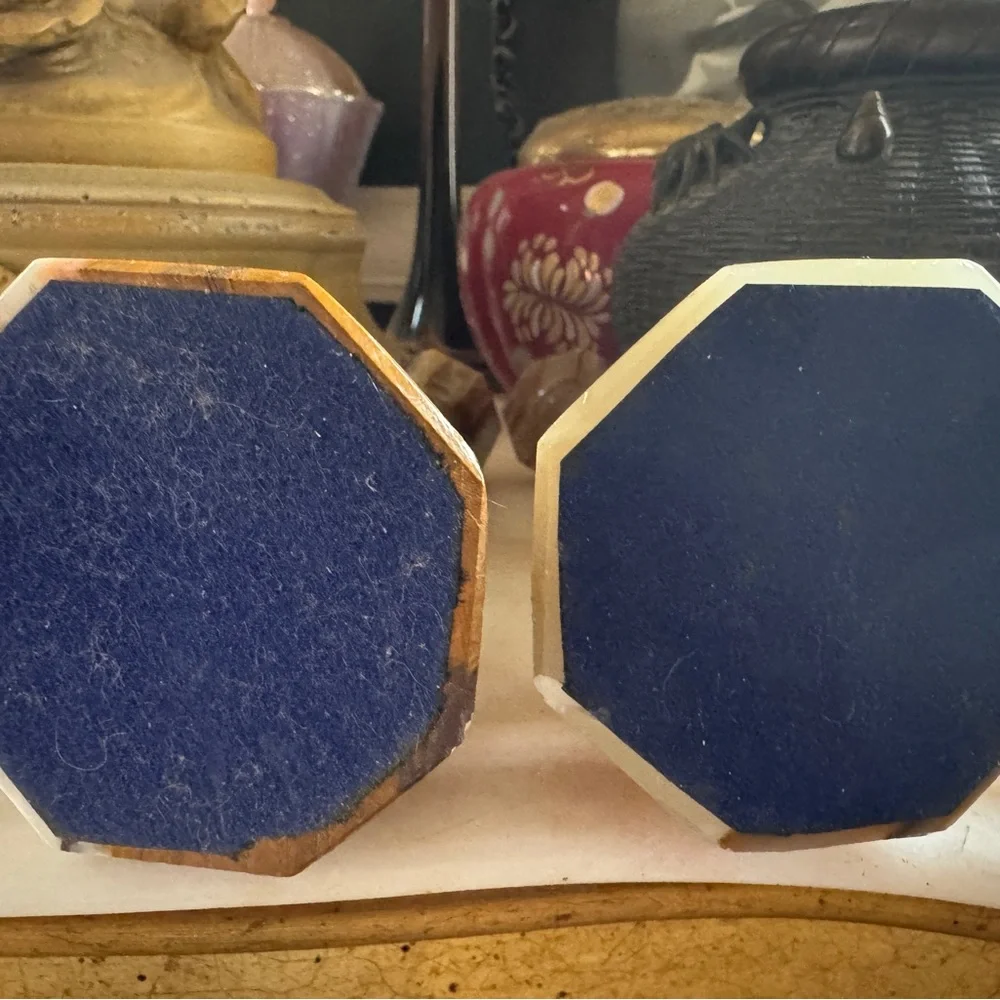 Vintage Caramel Slag Marble Candlestick Holders – Set of 2 - Picture 7 of 7